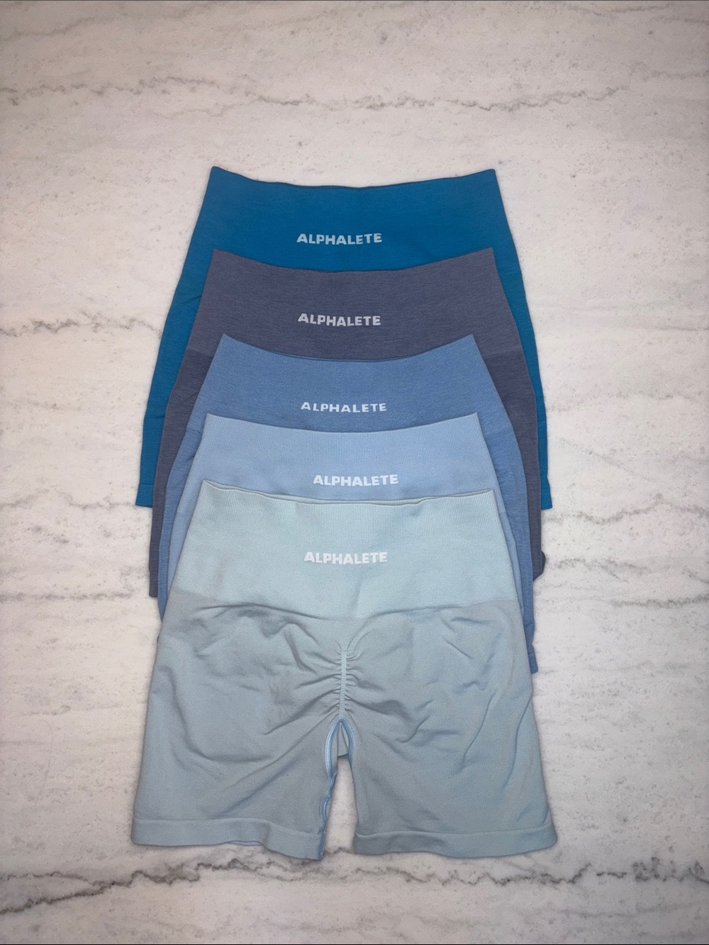 Alphalete Amplify Seamless Woman’s Athletic Shorts Blue Bundle Small